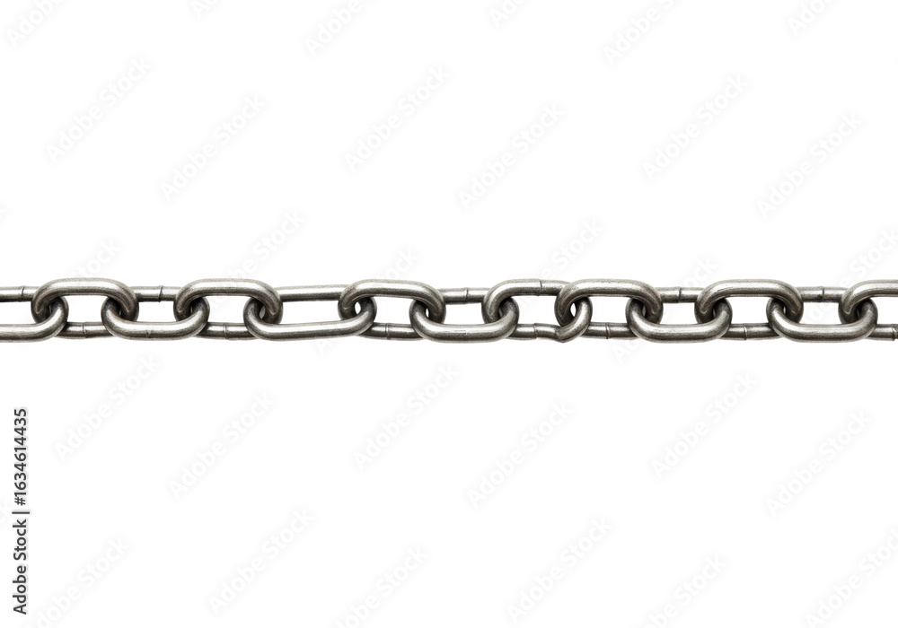 Fototapeta premium Strong and durable stainless steel chain link. Cut out PNG