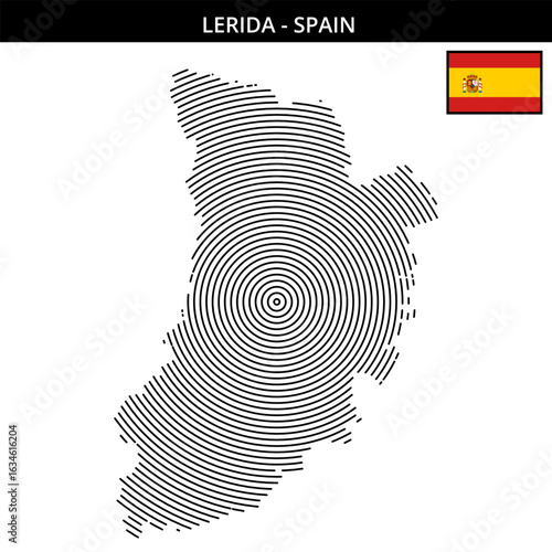 Geographical map art of Lerida Spain with concentric design