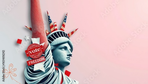 Statue of Liberty in patriotic theme with voting theme illustration