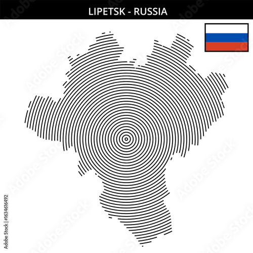 lipetsk russia with geographical maps and flag