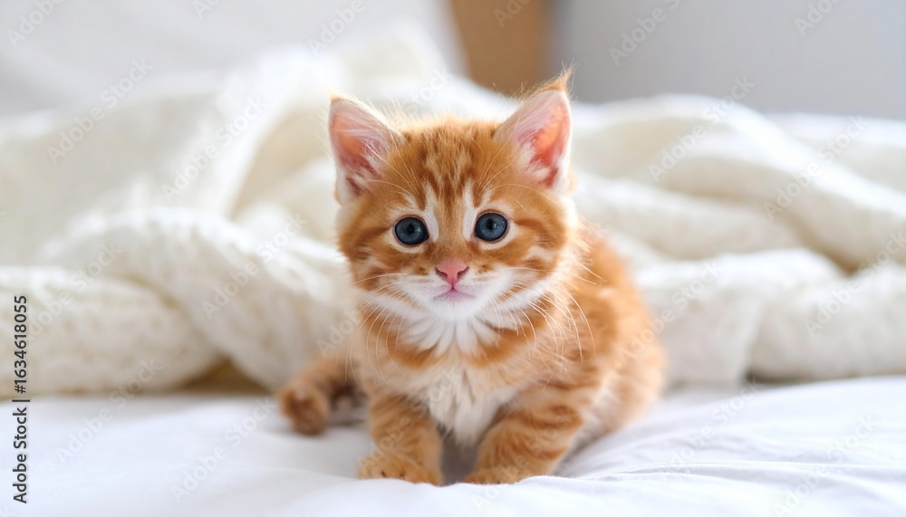 Naklejka premium Diverse Group of Cats Posing Against Blue Background in Two Rows.