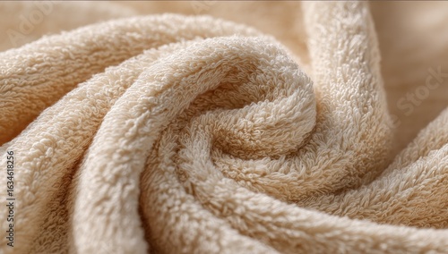 Soft, light beige fabric, swirled in a close-up