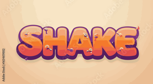 Playful shake text effect in a bubbly graffiti alphabet style. Funky cartoon lettering vector illustration for creative design.