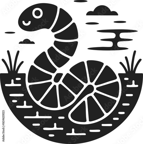 Worm composting illustration, earthworm, composting creature, soil aerator, environmental helper, gardening assistant, icon of sustainable practices
