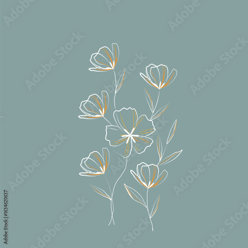 Cheerful Flower Pattern with Daisies and Tulips on Beige

