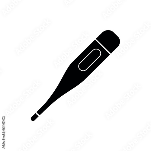 Black silhouette of a digital thermometer on a white background