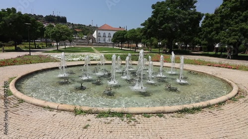 One Fountain surrounded by greenery in the city park of Castelo Branco, Portugal	