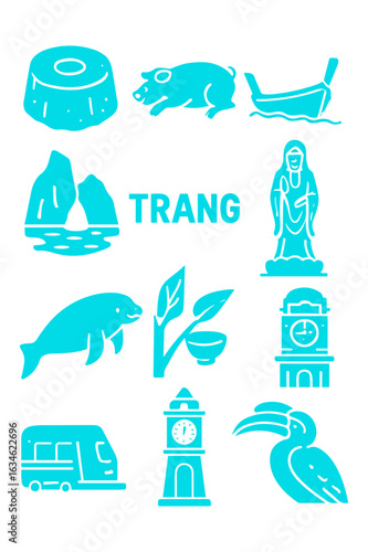 vector isolated blue color trang traditional cultural symbols