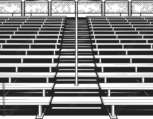 Bleachers, tiered seating, spectator stands, outdoor event seating, sports arena seating for fans