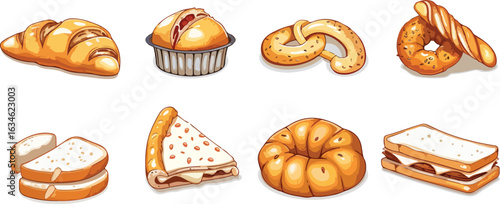 Various baked goods illustration