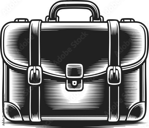 Briefcase, leather bag, business case, professional luggage, travel accessory, work satchel, office carryall, stylish portfolio, vintage travel gear, engraved illustration