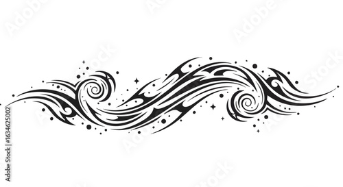Tribal Smoke Trail Icon Vector Art with Floating Spirals and Mirrored Flame Patterns for Decorative Design
