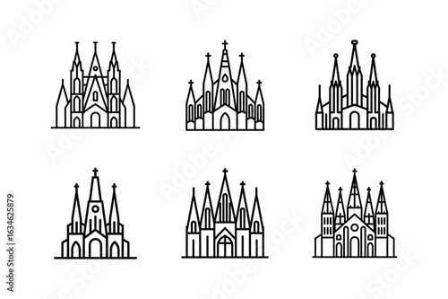 sagrada familia icon line art vector illustration