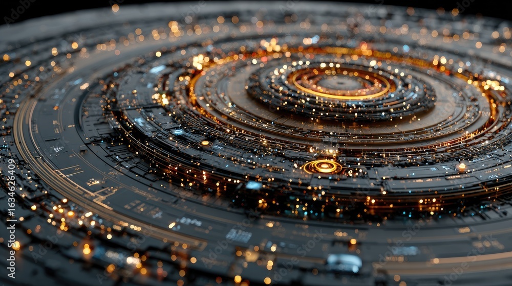 Fototapeta premium Abstract circular technological design
