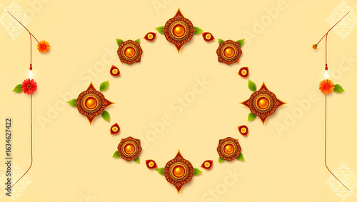 Wallpaper Mural Modern Diwali e-card featuring traditional diyas, decorative motifs, and space for personalized wishes. A bright, festive design for digital sharing and online celebrations. Torontodigital.ca