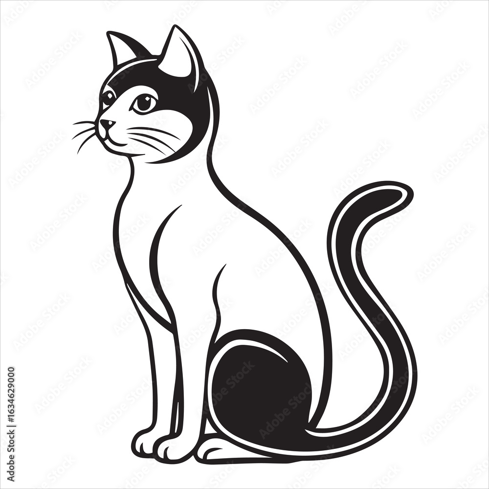 Obraz premium cat sitting silhouette vector