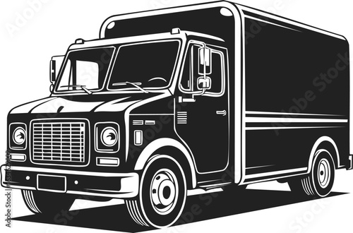 Delivery truck, vintage transport vehicle, cargo vehicle for moving, white delivery van, freight truck illustration