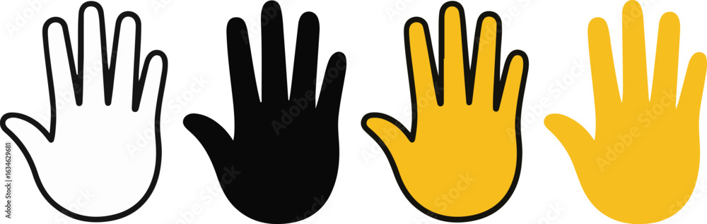 Obraz premium Waving hand icons set. Hello symbol collection.waving hand gesture icon set.