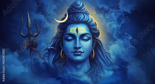 Lord Shiva in peaceful meditation