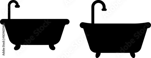 Bathtub black silhouettes set, Set of bathtub, bathtub collections, Vector of bathtub, bathtub silhouette, bathtub isolated on white background