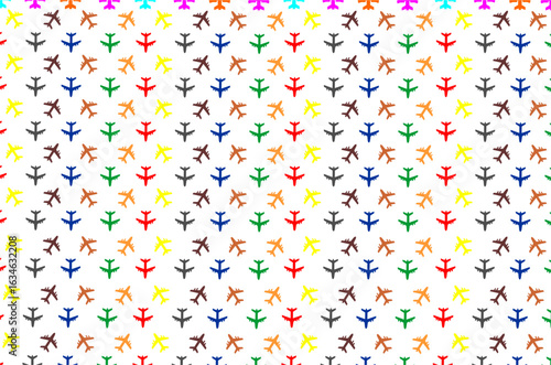 Seamless pattern of colorful airplane background. Colorful airplane icons. Seamless airplane icon set illustration. Symbol of transportation airplane icon.