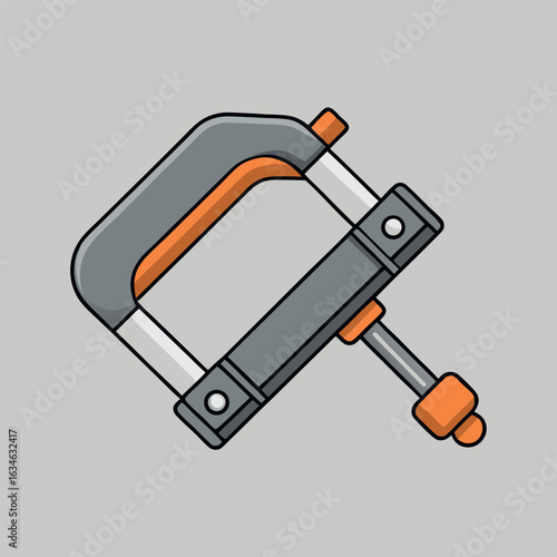 Industrial bar clamp with distinctive orange jaw grips a versatile tool illustration