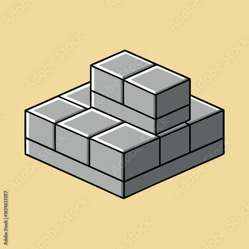 Flat gray cinder blocks arranged in a 3x2 grid with outlines