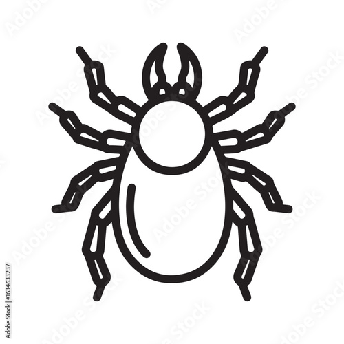 Black Line Drawing of a Tick on White Background, Vector Illustration