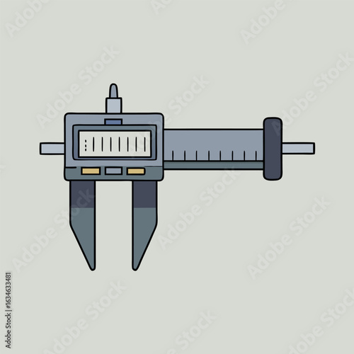 Gray digital caliper with lcd display for precise measurements in technical illustrations
