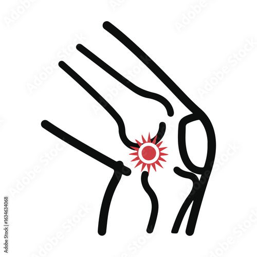 Knee Pain Icon with Red Inflammation Illustration