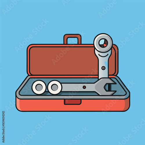 Minimalist socket wrench with steel ratchet clean vector illustration for repair and mechanics