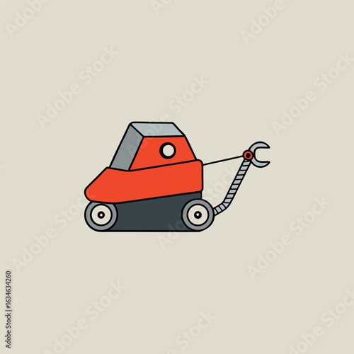 Minimalist trencher design with red orange and gray elements