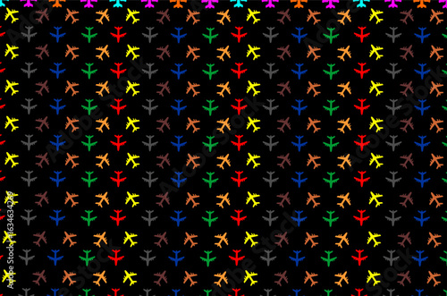 Seamless pattern of colorful airplane background. Colorful airplane icons. Seamless airplane icon set illustration. Symbol of transportation airplane icon.
