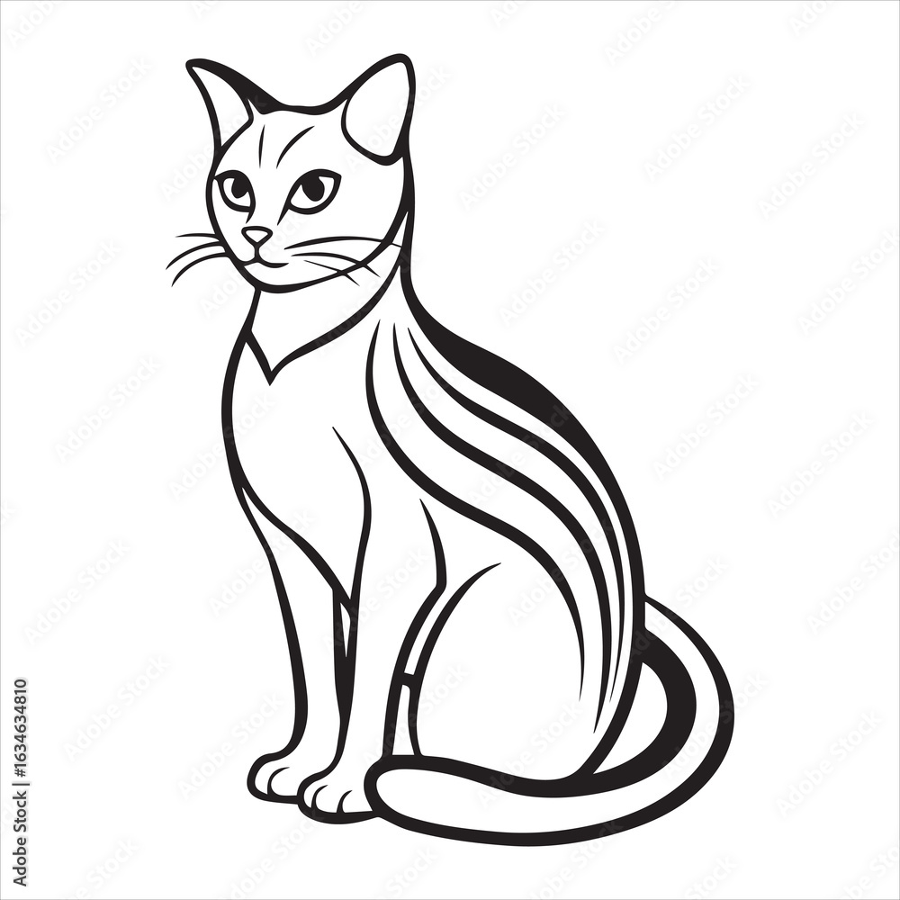 Obraz premium cat sitting silhouette vector