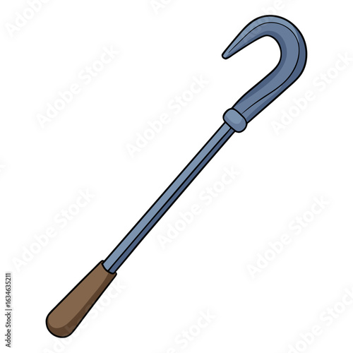 Simple dark steel gray crowbar with a curved handle isolated on white background