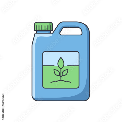 Simple Line Art of a Plastic Jug with a Plant