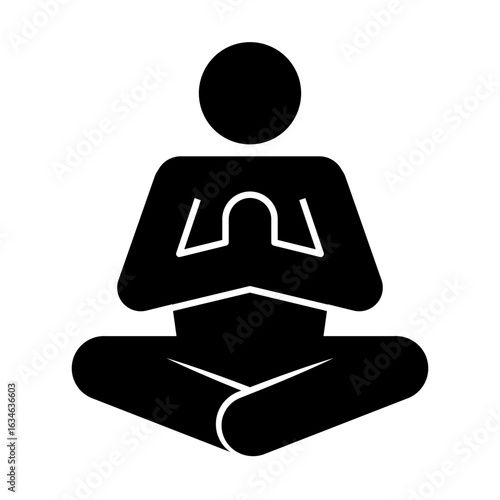 Set of stick figures, yoga classes and lotus pose on white background, flat vector illustration.