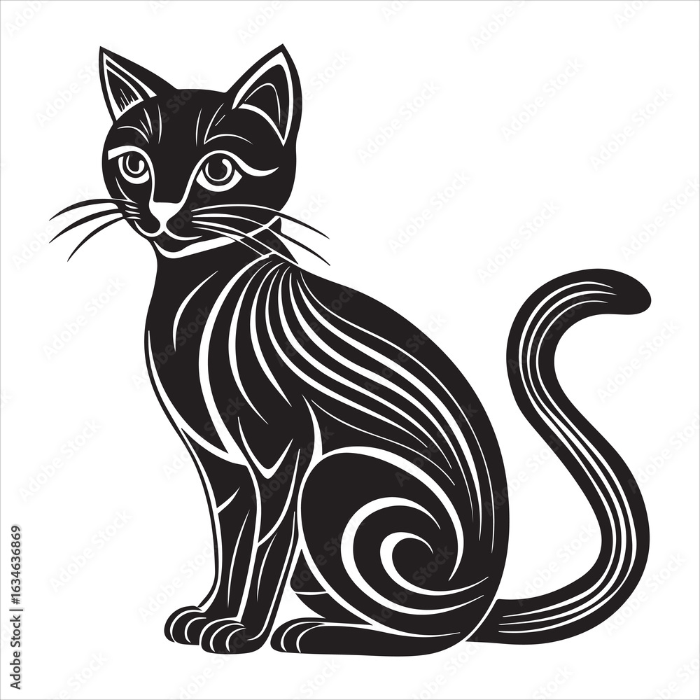 Obraz premium cat sitting silhouette vector