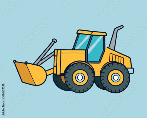 Clean wheel loader with front bucket construction equipment illustration