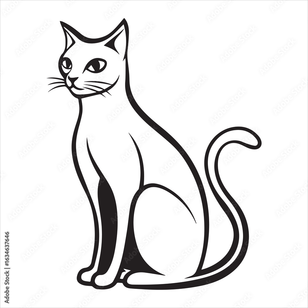 Obraz premium cat sitting silhouette vector