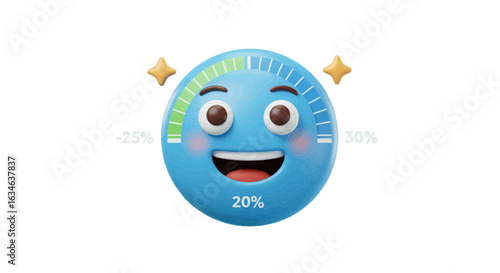 3D vector of happy face health recovery meter