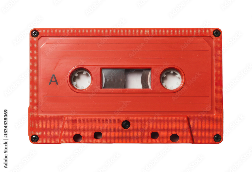 Obraz premium Vintage red cassette tape. Cut out PNG