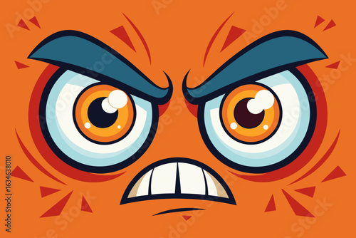 Furious cartoon face with big eyes and gritted teeth