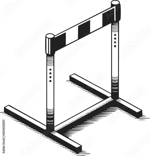 Hurdle, athletic obstacle, track and field equipment, running challenge, competitive sports barrier, training tool for athletes