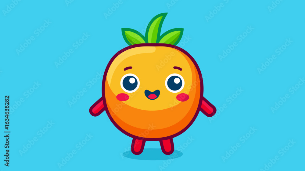 Obraz premium Cute orange fruit character with a happy expression