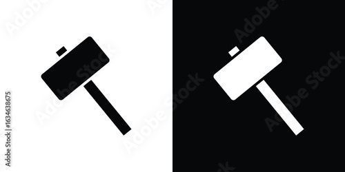 Wooden mallet icon, simple flat style. for ui or ux designs