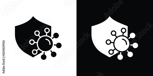 Virus protection shield icon, simple flat style. for ui or ux designs