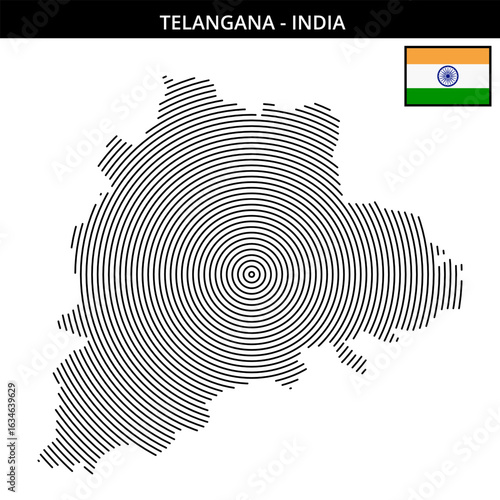 Geographic map of Telangana showcasing its unique circular design