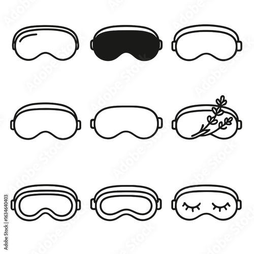 Sleep lavender blackout vector icons memory silk travel icon mask eye