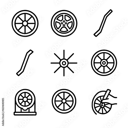 Spoke lines repairing icons spokes metal vector structure icon alignment wheel rim